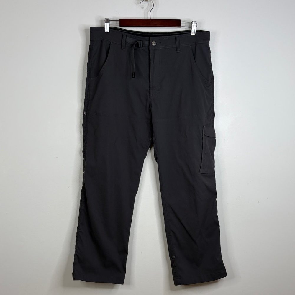 Prana Stretch Zion Pants Mens Large Gray Straight Leg Travel Workwear Cargo